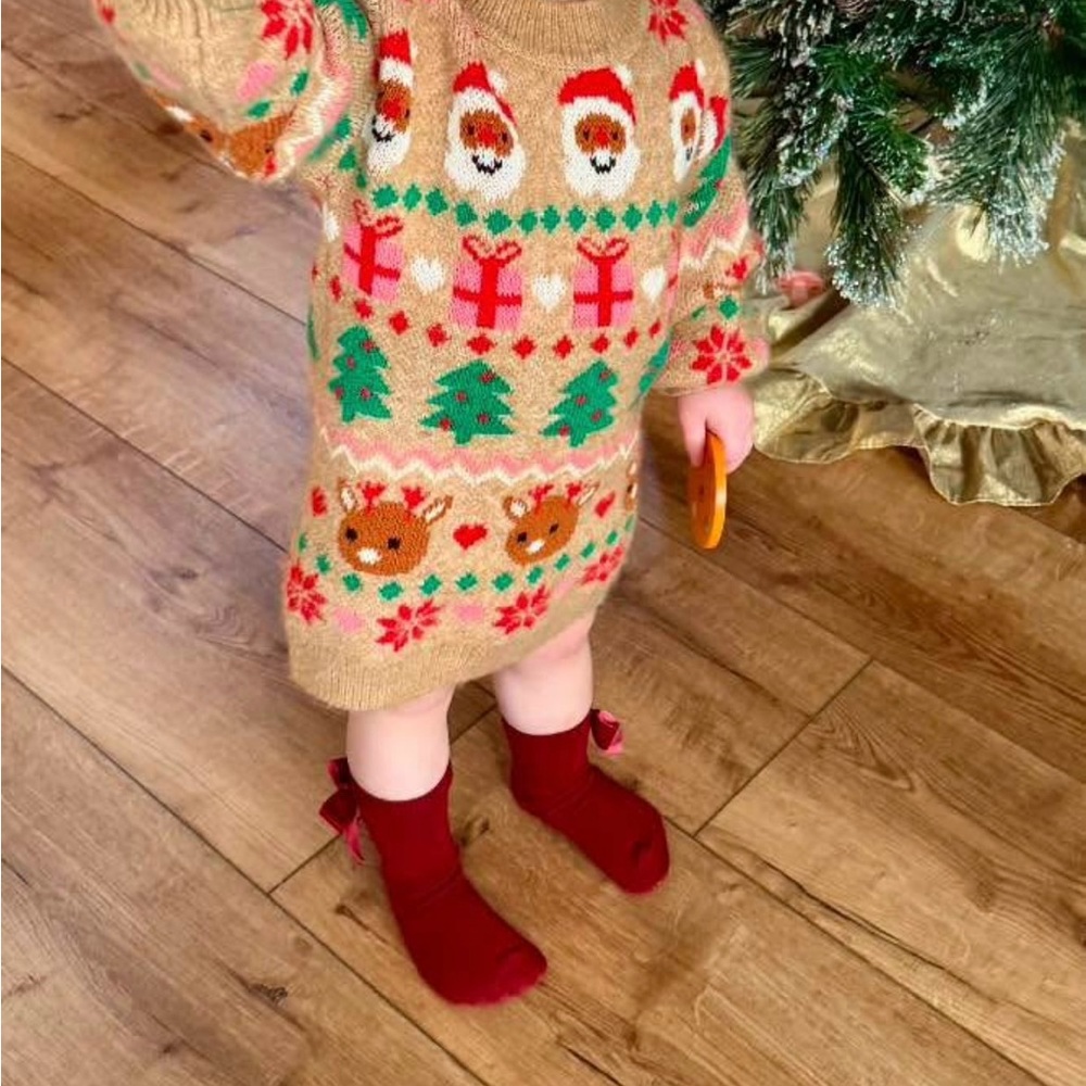 Festive Holiday Sweater Dress for toddler